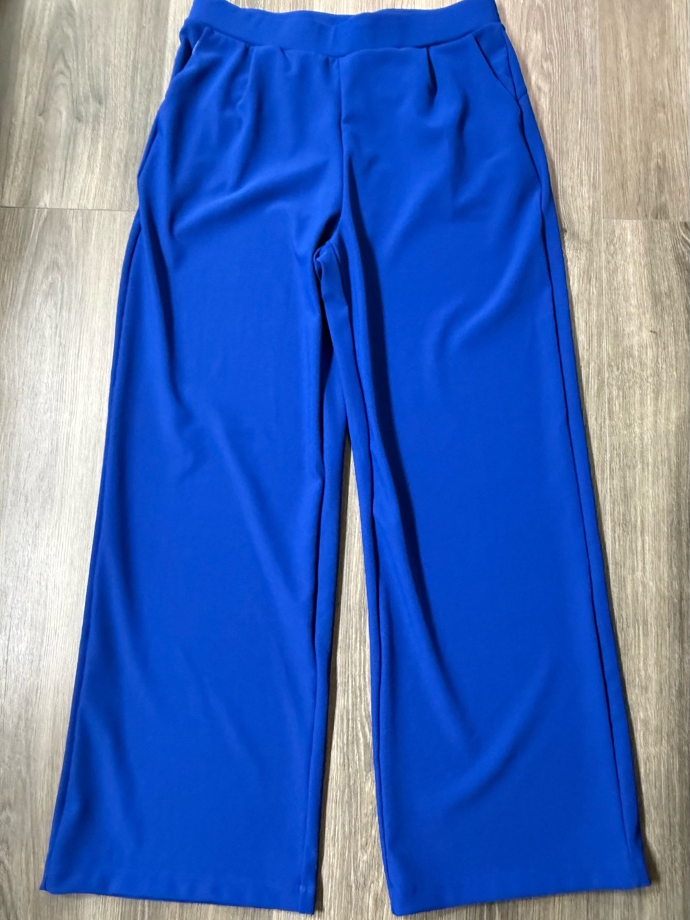 Halara Flex High Waisted Wide Leg Micro Waffle Athleisure Pant L Tall Royal Blue